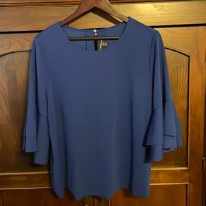 Lane Bryant Blue Ruffle Sleeve Top